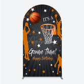 Aperturee - Aperturee Game Time Happy Birthday Arch Backdrop Basketball and Hoop Sports Theme Slam Dunk Star Player Party Photo Prop